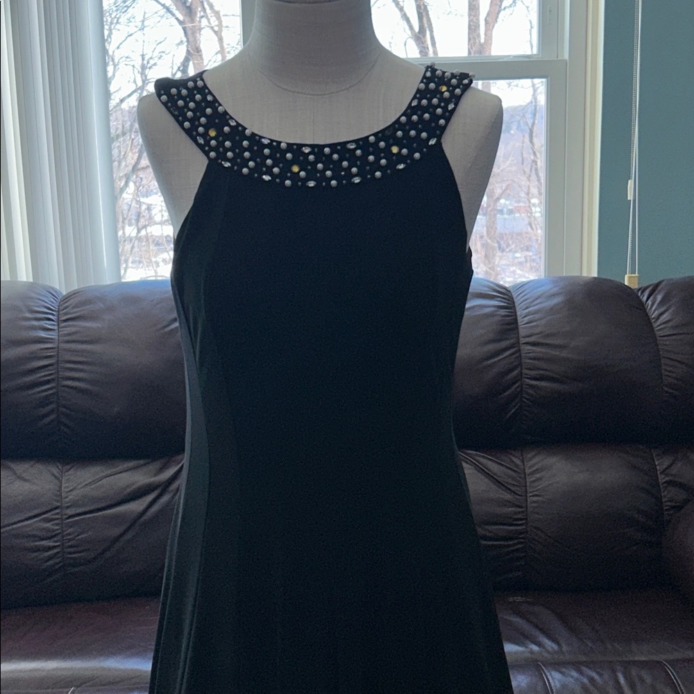 Jessica Howard Perfect Black Dress with Neckline with Pearls & Sequins Size 10 - Picture 9 of 14
